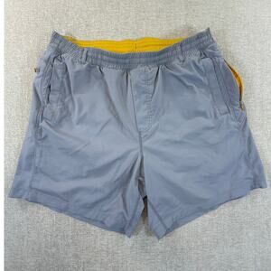 Birddogs Men's XXL Gray Yellow Boom Lined Athletic Workout Performance Shorts